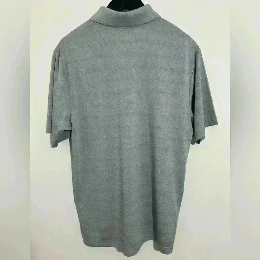 Grand Slam Polo Shirt Gray Striped Golf Casual Short Sleeve Top Size M